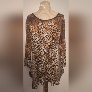 Bianca Nygard Animal Print Tunic Top XL